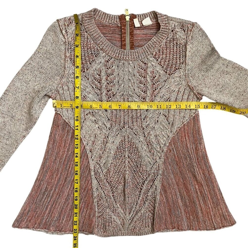 Moth by Anthropologie Anita Orange & Cream Knit Swing Sweater XS - Picture 7 of 7